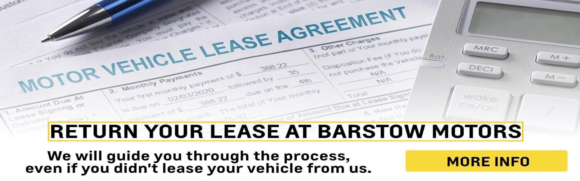 RETURN YOUR LEASE WITH BARSTOW MOTORS